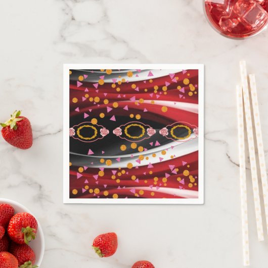 Paper Napkins, Abstrakt Red Schwarz-weiß Serviette (Beispiel)