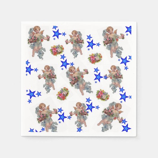 Paper Napkins, Angel Blue Stars Serviette (Vorderseite)