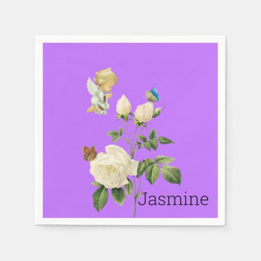 Paper Napkins, Angel Floral Lila Serviette (Vorderseite)