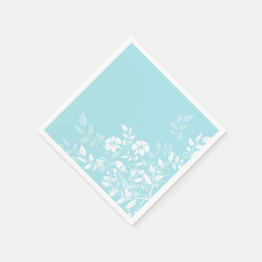 Paper Napkins-Aqua Floral Serviette (Ecke)