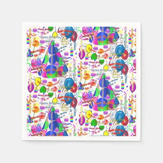 Paper Napkins August, 10 Geburtstag Serviette (Vorderseite)