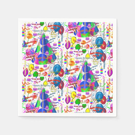 Paper Napkins August, 14 Geburtstag Serviette (Vorderseite)