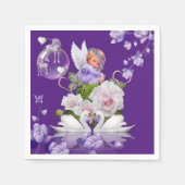Paper Napkins, Baby Angel Lila Blumenschlange Serviette (Vorderseite)