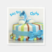 Paper Napkins Baby Boy Cake Blue Shoes Niedlich Serviette (Vorderseite)