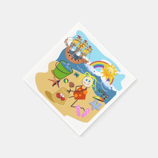 Paper Napkins, Beach Sun Rainbow Napkins Serviette (Ecke)