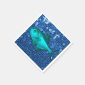 Paper Napkins Blue Fish Blue Sequins Serviette (Ecke)
