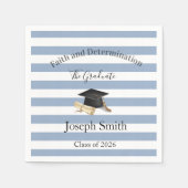 Paper Napkins Blue & White Stripe Graduate 2026 Serviette (Vorderseite)