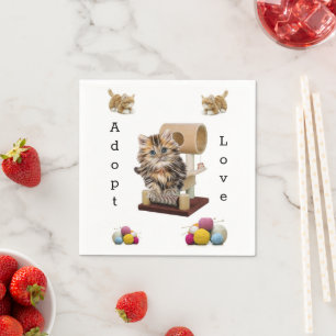 Paper Napkins, Cat Kitten Condo Adoptiert Liebe Serviette