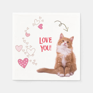 Paper Napkins Cat Liebe Serviette