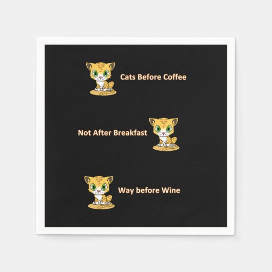 Paper Napkins, Cat Wine Coffee Breakfast Serviette (Vorderseite)