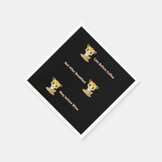 Paper Napkins, Cat Wine Coffee Breakfast Serviette (Ecke)