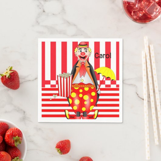Paper Napkins, Clowns Red Stripe Popcorn Serviette (Beispiel)