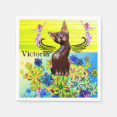 Paper Napkins, Fairy Kitten, Floral Serviette (Vorderseite)
