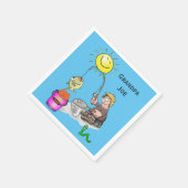 Paper Napkins, Fisherman, Fishing Blue Serviette (Ecke)