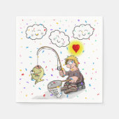 Paper Napkins, Fisherman Fishing Fish Clouds Serviette (Vorderseite)
