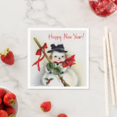 Paper Napkins Frohes Silvesterschneemann Serviette (Beispiel)