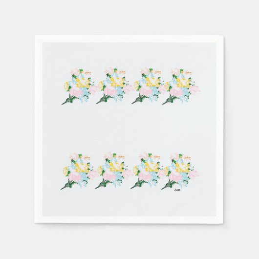 Paper Napkins : Frühlingsblumen innerhalb eines Ne Serviette (Vorderseite)