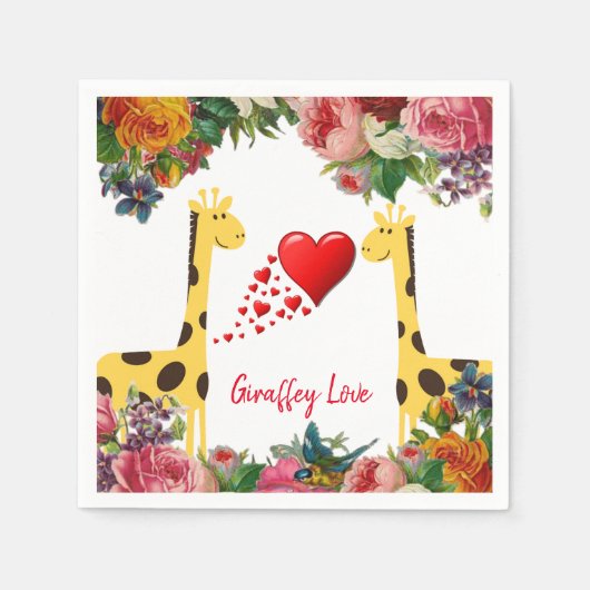 Paper Napkins, Giraffe-Liebe Serviette (Vorderseite)