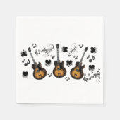 Paper Napkins, Gitarren-Musiknoten, Schwarze Herze Serviette (Vorderseite)