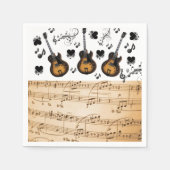 Paper Napkins, Gitarren-Musiknoten, Schwarze Herze Serviette (Vorderseite)