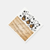 Paper Napkins, Gitarren-Musiknoten, Schwarze Herze Serviette (Ecke)