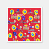 Paper Napkins, Happy 9th Birthday Balloons #9 Red Serviette (Vorderseite)