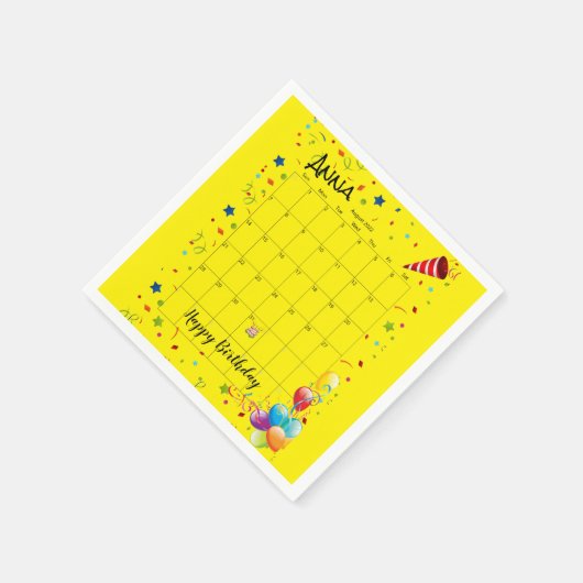 Paper Napkins, Happy Birthday August 2022 Gelb Serviette (Ecke)