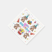 Paper Napkins, Happy Birthday Confetti Monkey Cake Serviette (Ecke)