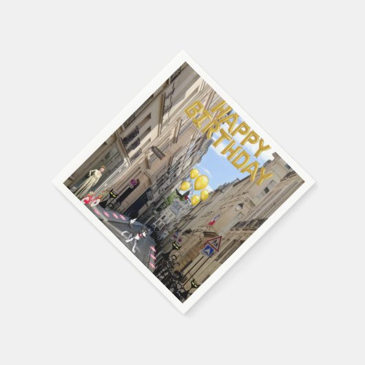 Paper Napkins, Happy Birthday Frankreich Katzen Serviette (Ecke)