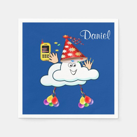 Paper Napkins, Happy Birthday IPhone Text Cloud Serviette (Vorderseite)