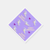 Paper Napkins, Happy Birthday Lila Unicorn Serviette (Ecke)