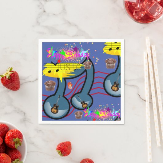 Paper Napkins, Happy Birthday Music Guitar Serviette (Beispiel)