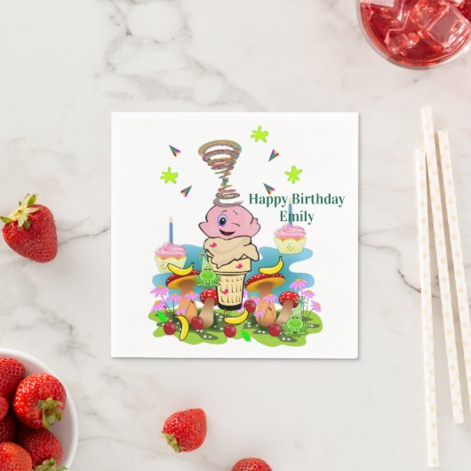 Paper Napkins, Happy Birthday Pink Cupcake Serviette (Beispiel)