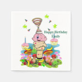Paper Napkins, Happy Birthday Pink Cupcake Serviette (Vorderseite)