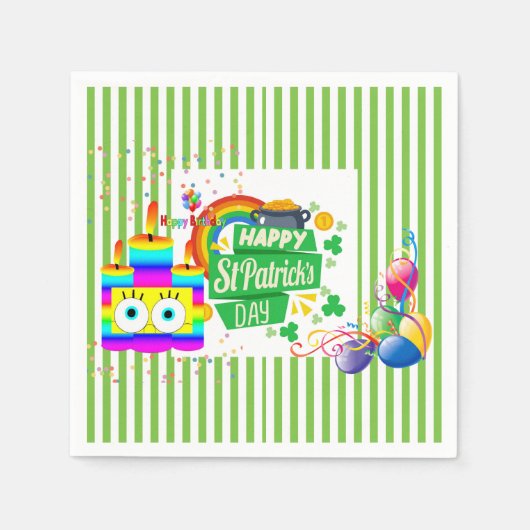 Paper Napkins, Happy Birthday St. Patrick's Day Serviette (Vorderseite)