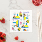Paper Napkins, Happy Birthday Trucks Bus Serviette (Beispiel)