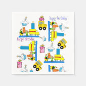 Paper Napkins, Happy Birthday Trucks Bus Serviette (Vorderseite)