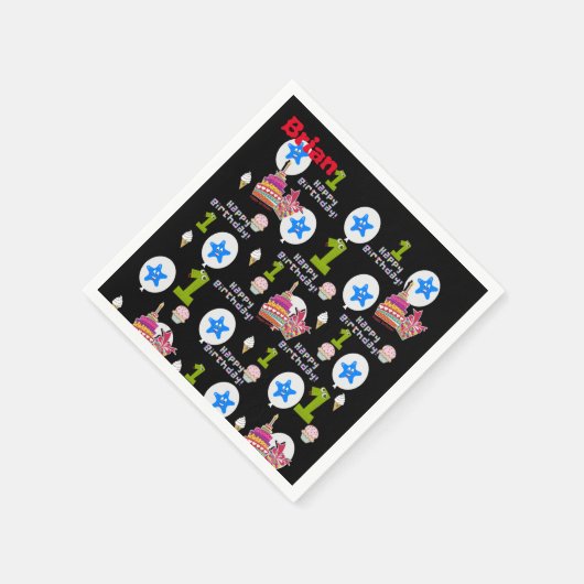 Paper Napkins, Happy First Birthday Balloons #1 Serviette (Ecke)