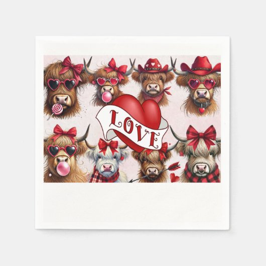 Paper Napkins Happy Valentine's Day Cows Serviette (Vorderseite)