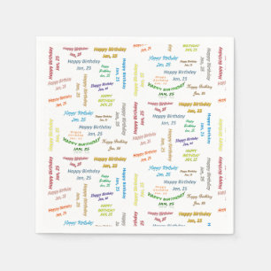 Paper Napkins Januar, 25 Geburtstag Serviette