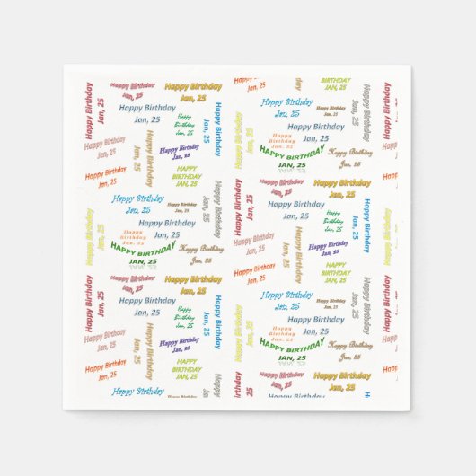Paper Napkins Januar, 25 Geburtstag Serviette (Vorderseite)