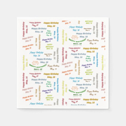 Paper Napkins Mai, 16 Geburtstag Serviette (Vorderseite)