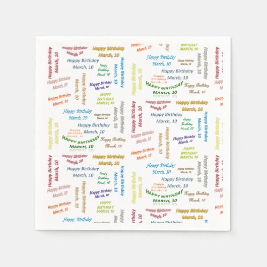 Paper Napkins März, 10 Geburtstag Serviette (Vorderseite)