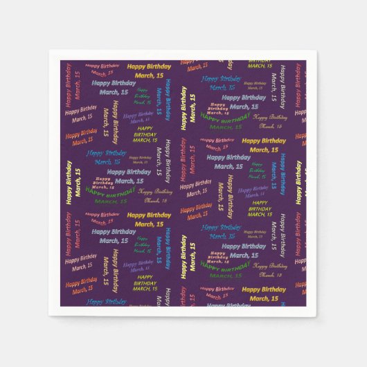 Paper Napkins März, 15 Geburtstag Serviette (Vorderseite)