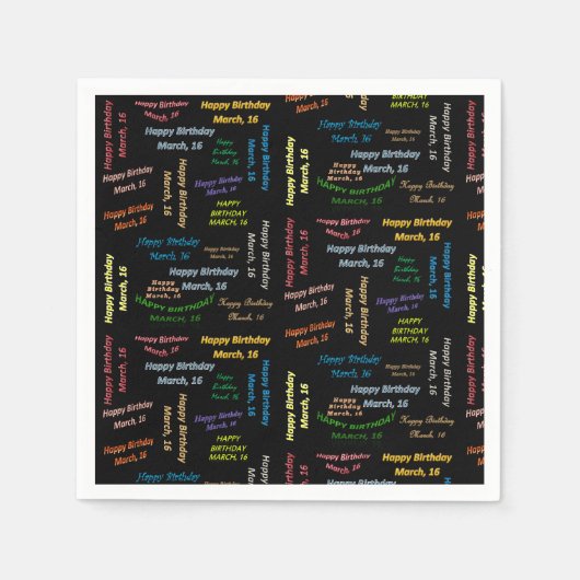 Paper Napkins März, 16 Geburtstag Serviette (Vorderseite)