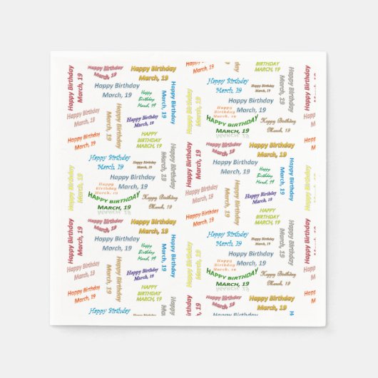Paper Napkins März, 19 Geburtstag Serviette (Vorderseite)