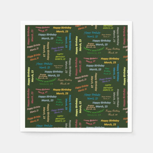 Paper Napkins März, 23 Geburtstag Serviette (Vorderseite)