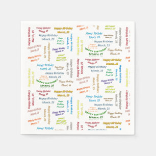 Paper Napkins März, 25 Geburtstag Serviette