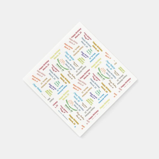 Paper Napkins März, 25 Geburtstag Serviette (Ecke)