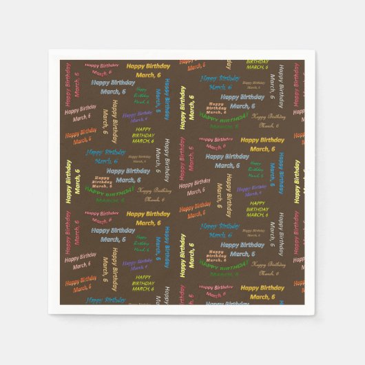 Paper Napkins März, 6. Geburtstag Serviette (Vorderseite)